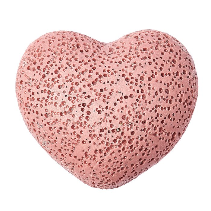 Lava stone Heart, 45x26mm, Pink (1pc)