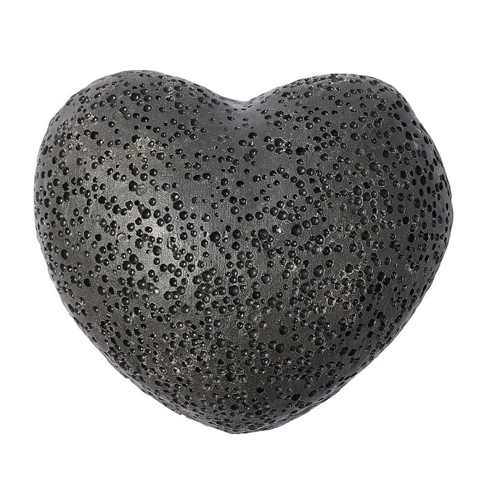 Lava stone Heart, 45x26mm, Black (1pc)