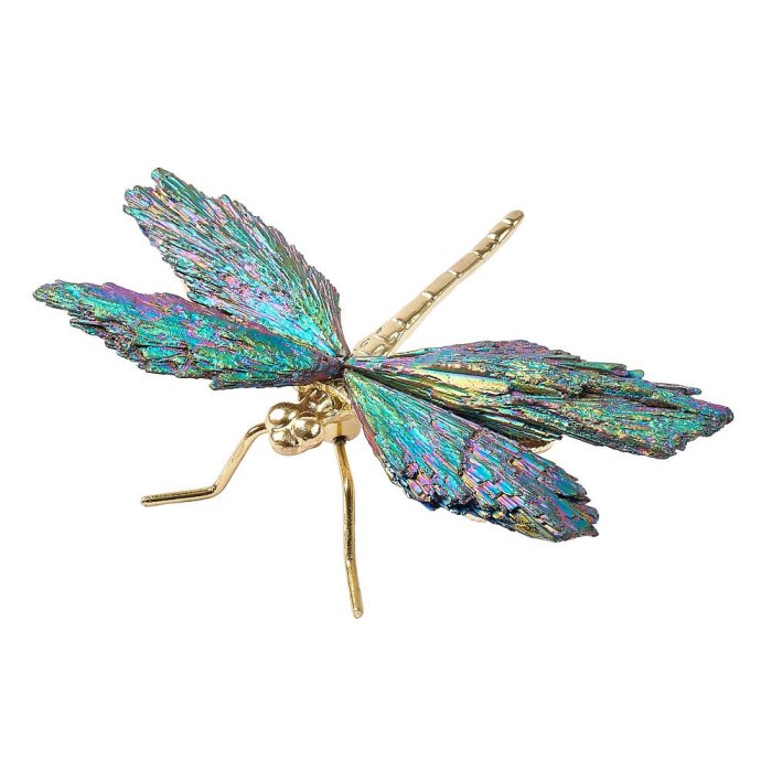 Dragonfly with Kyanite Aura Wings, Gold body (1pc) NFD