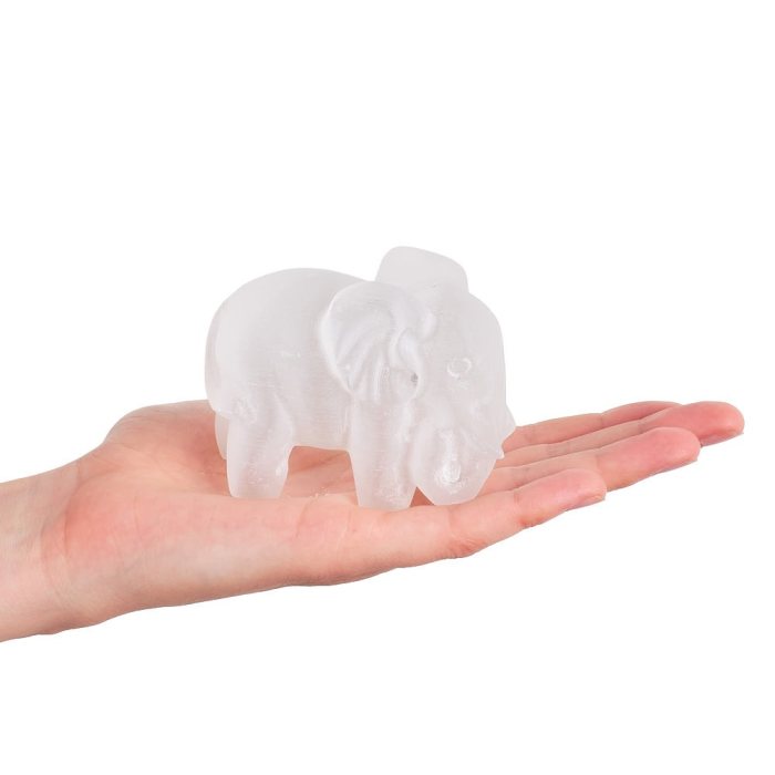 Selenite Elephant Carving, 65mm x 85mm (1pc) NFD