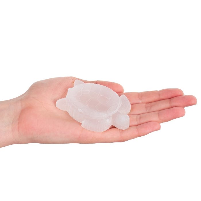 Selenite Flat Turtle Carving, 80mm (1pc) NFD