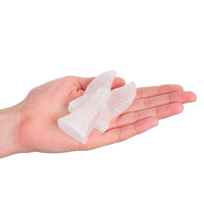 Selenite Flat Angel Carving, 88mm (1pc) NFD