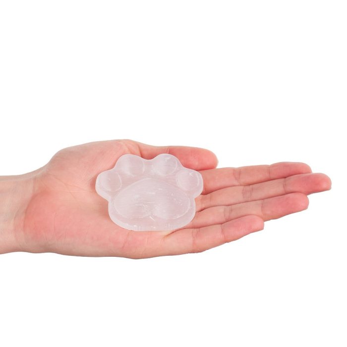Selenite Paw Print Carving, 60mm (1pc) NFD