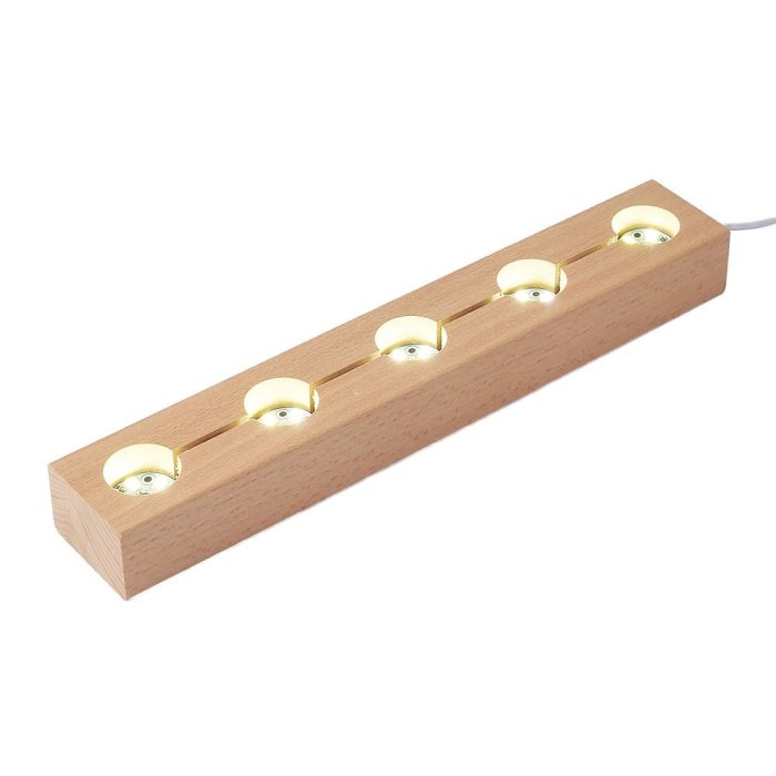 Rectangular Wooden Light Stand With 5 Holes, 265mmx45mm, USB (1pc)