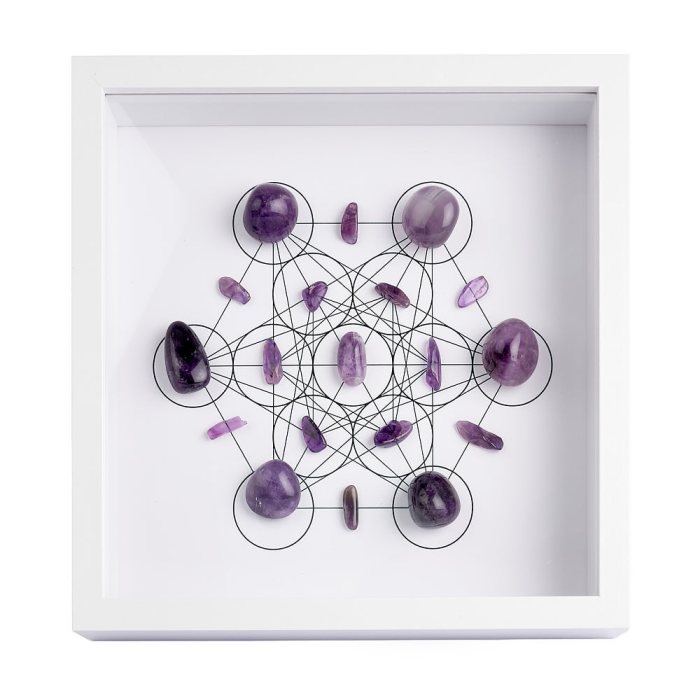Amethyst Crystal Grid in White Box Frame (1pc) NFD