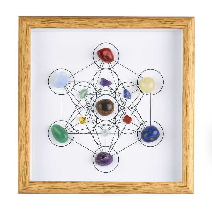Framed Crystal Grid, Metatron’s Cube with Tiger Eye Centre (1pc) NFD