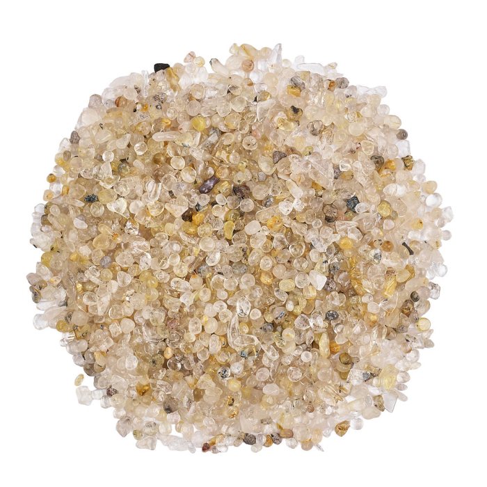 Rutilated Quartz Tumbled Chips, 3-5mm (100g)