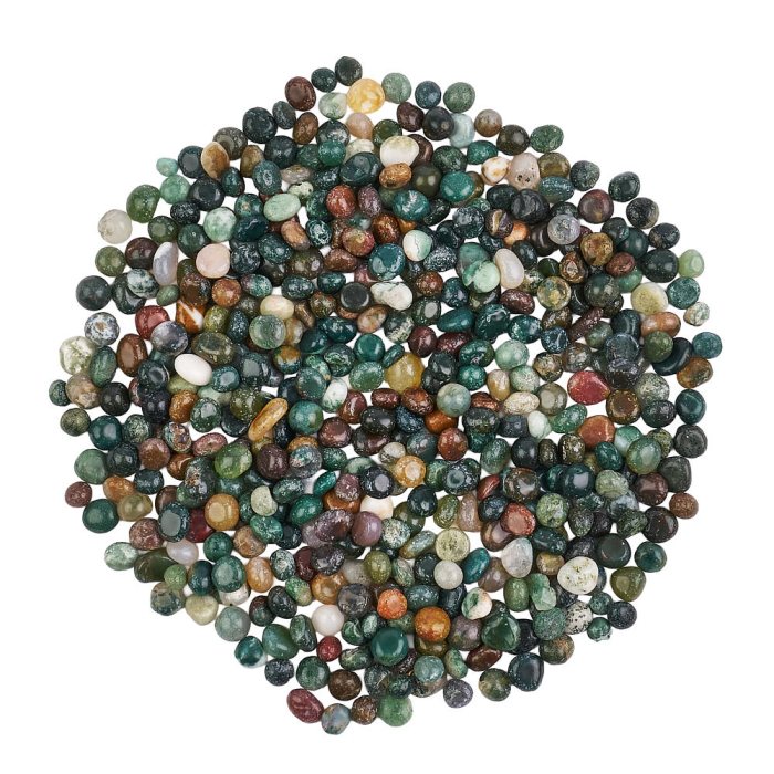 Moss Agate Tumbled Chips, 5-7mm (100g)