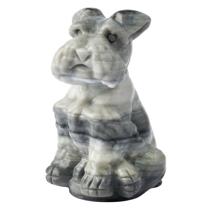 Zebra Calcite Schnauzer Carving, 8cm (1pc) NFD
