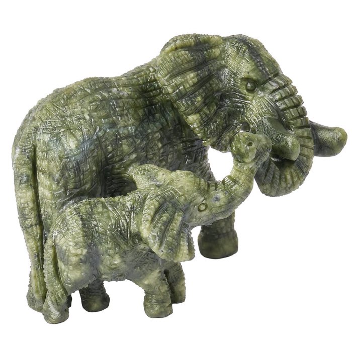 Snakeskin Jasper Mother and Child Elephant Carving (1pc) NFD