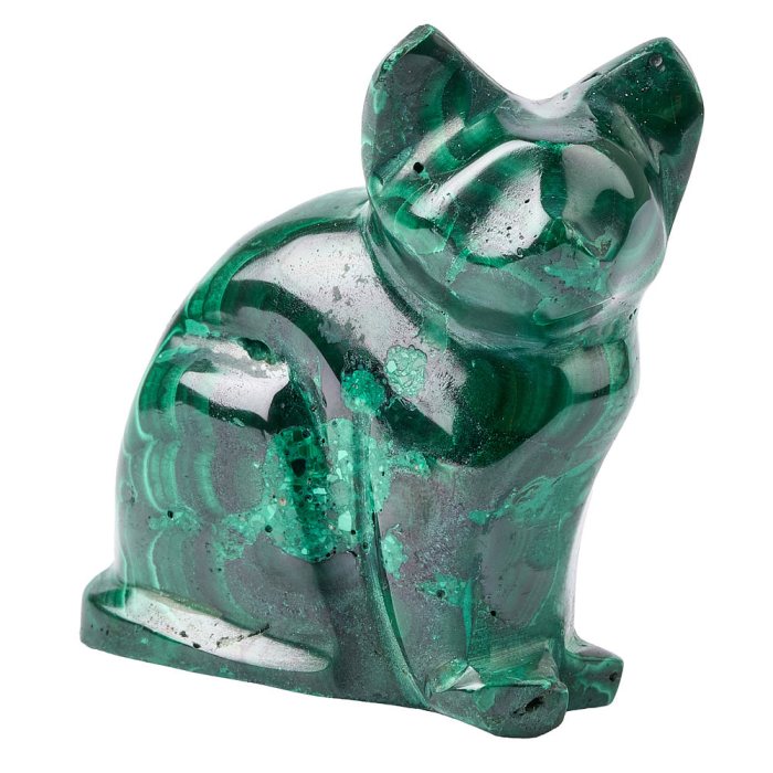 Malachite Cat Carving 1-2" (1pc)