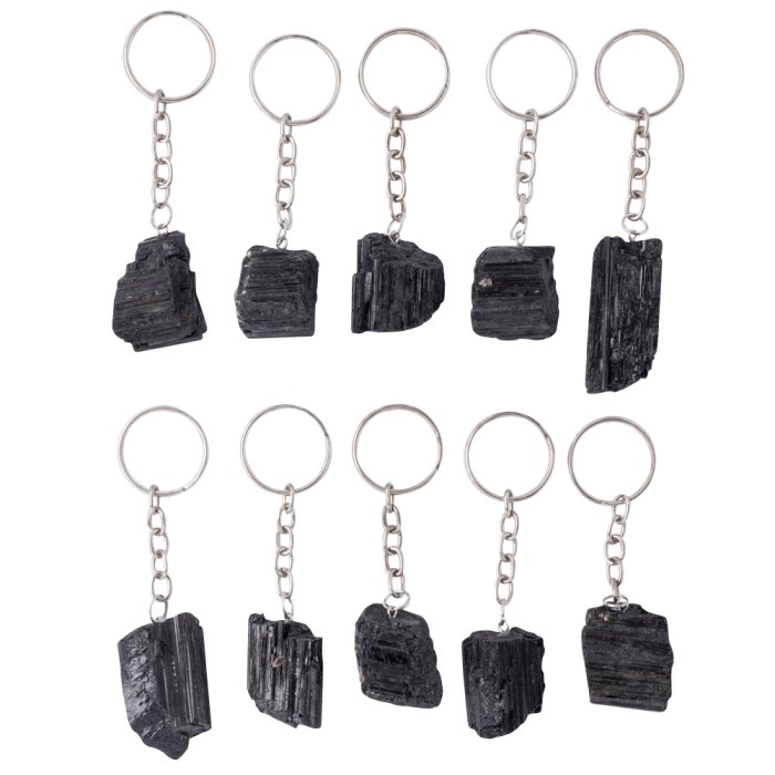 Rough Black Tourmaline Assorted Size Keychains (10pc) NETT