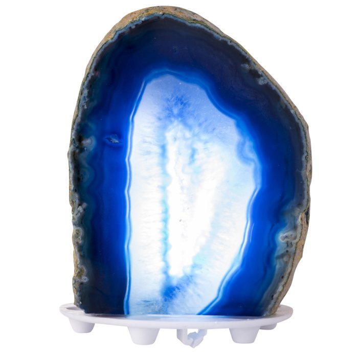 Mini Polished Agate Lamp Blue with LED USB fitting NETT