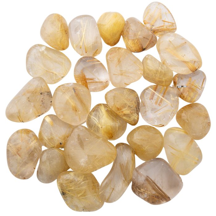 Rutilated Quartz Super Extra Quality Small Tumblestone 10-15mm, Brazil (50g)