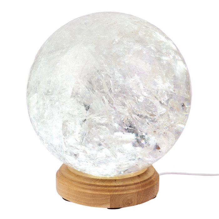 Polished Rock Crystal Sphere with Oak Base (Diameter25 cm) 24KG (1pc)