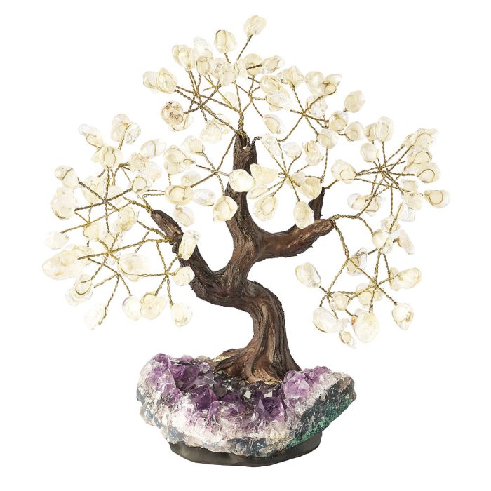 Rock Crystal Bonsai Tree on Amethyst base, 24 branches, (1pc) NFD