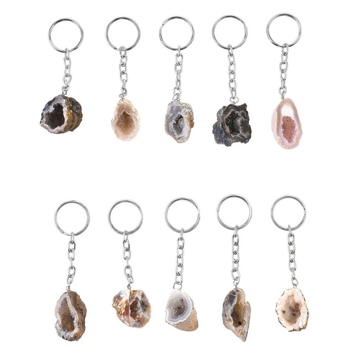 Geode Keyrings Natural Colour Brazil (10pcs) NFD
