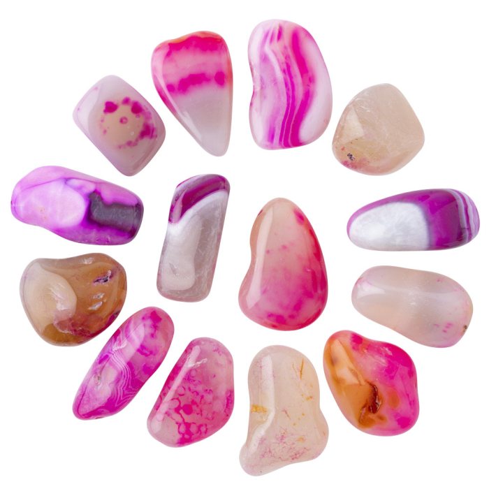 Banded Agate Pink Large Tumbletone 35-45mm, China (250g) NETT