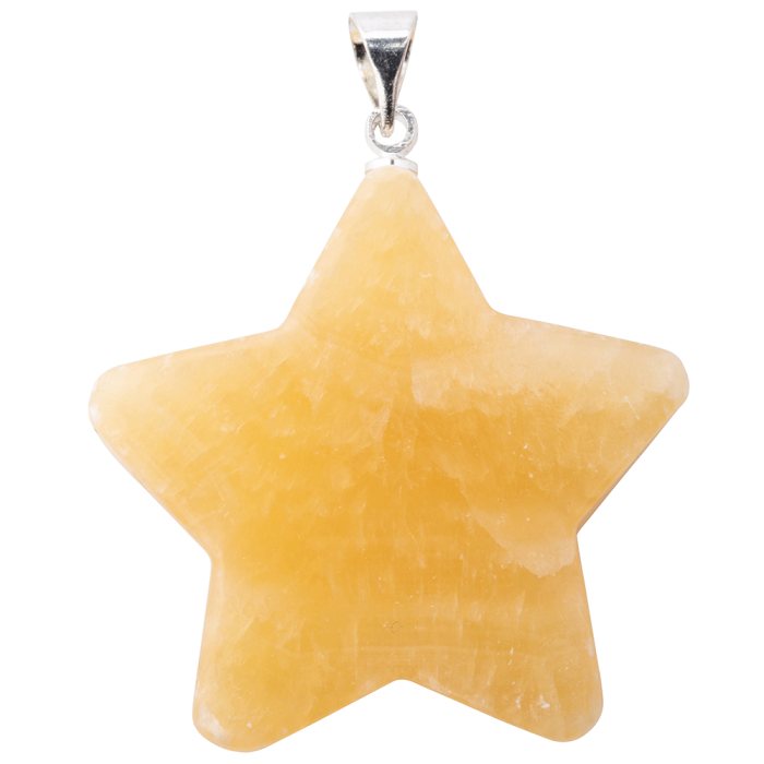 Calcite Yellow Flat Star Pendant with Silver Plated Bail (1pc) 