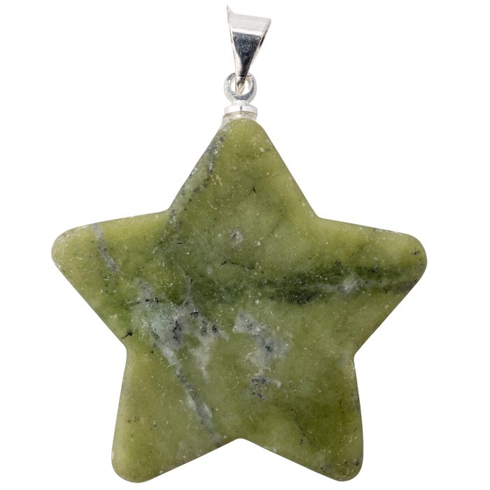 Serpentine Flat Star Pendant with Silver Plated Bail (1pc)