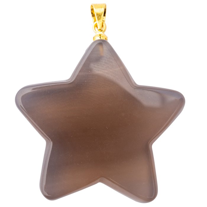 Grey Agate Flat Star Pendant with Gold Plated Bail (1pc) 