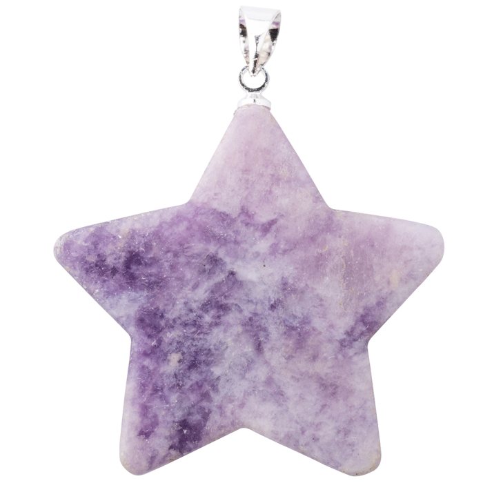 Lepidolite Flat Star Pendant with Silver Plated Bail (1pc) 