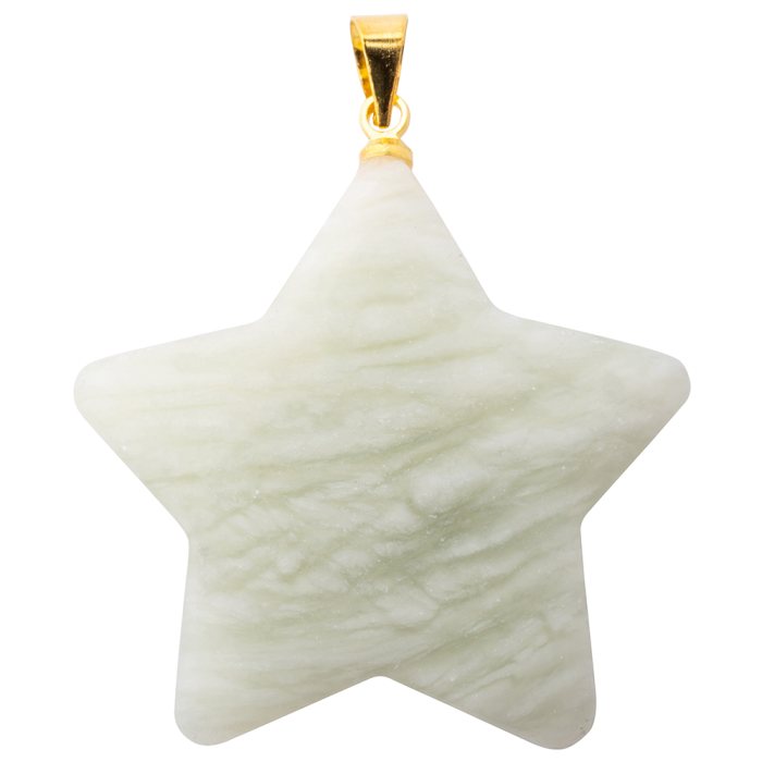 New Jade Puff Star Pendant with Gold Plated Bail (1pc)