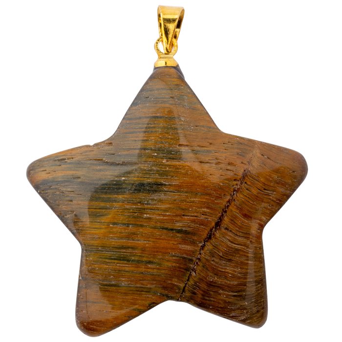 Tiger Eye Puff Star Pendant with Gold Plated Bail (1pc) 