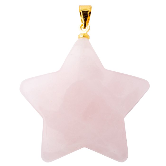 Rose Quartz Puff Star Pendant with Gold Plated Bail (1pc) 