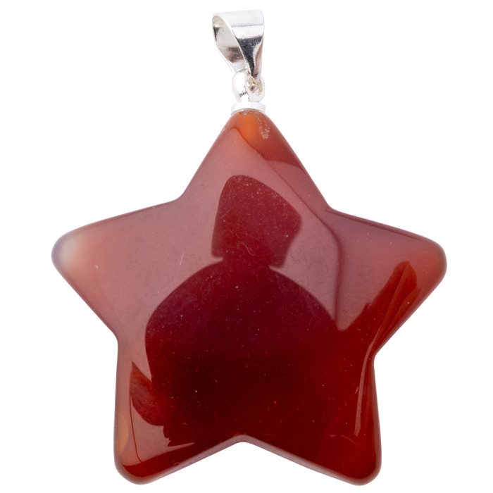 Carnelian Puff Star Pendant with Silver Plated Bail (1pc)
