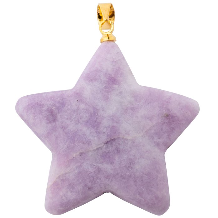 Lepidolite Puff Star Pendant with Gold Plated Bail (1pc) 