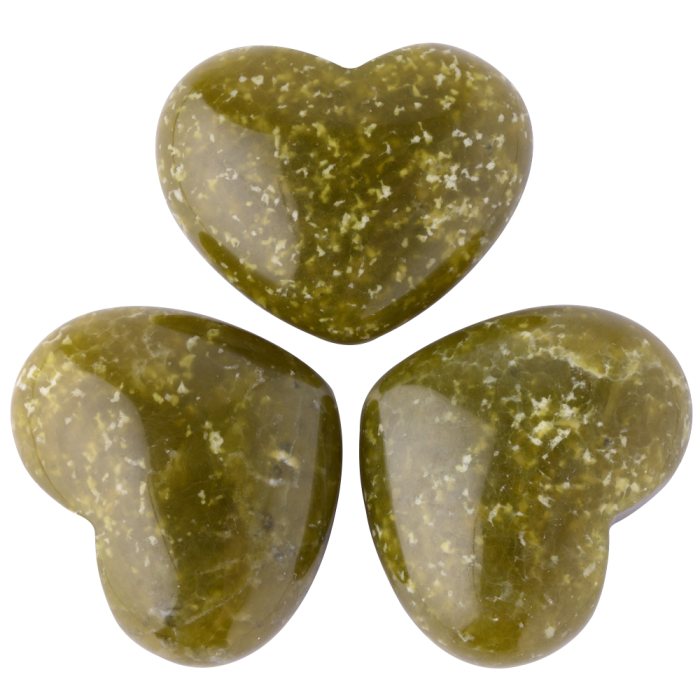 Olive Jade Mini Heart Carving 25x30mm (3pcs) NETT