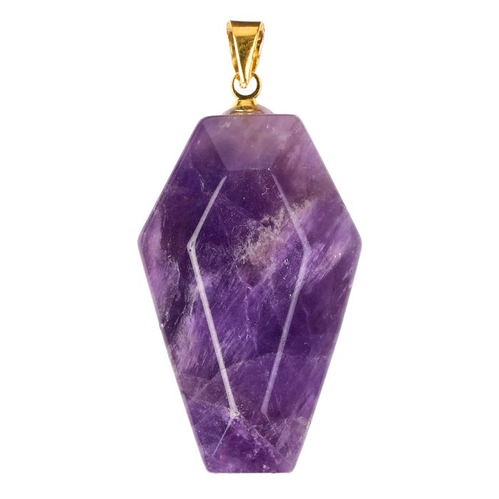 Amethyst Coffin Pendant with Gold Plated Bail 19x30mm (1pc) NETT