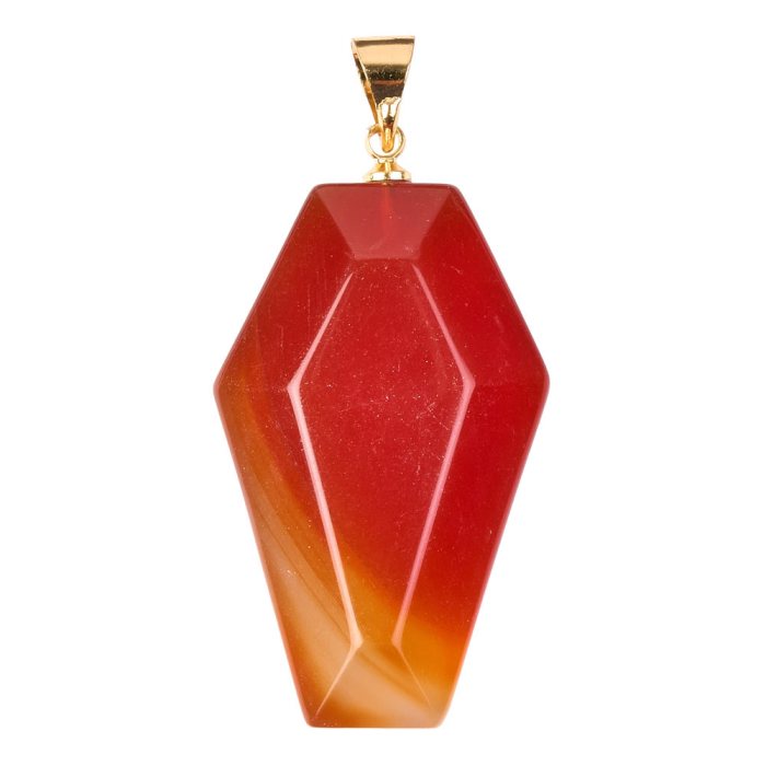 Carnelian Coffin Pendant with Gold Plated Bail 19x30mm (1pc) NETT