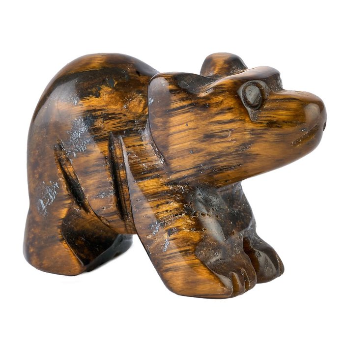 Tiger Eye Bear Carving (1pc)