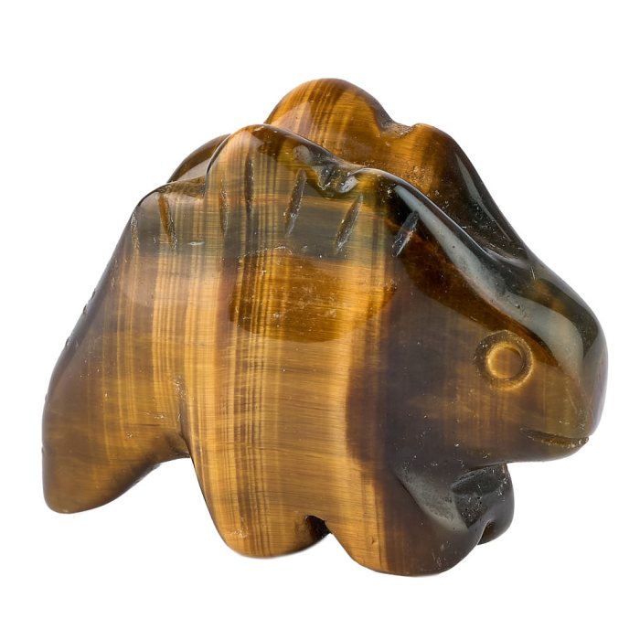 Tiger Eye Stegasaurus Carving (1pc)