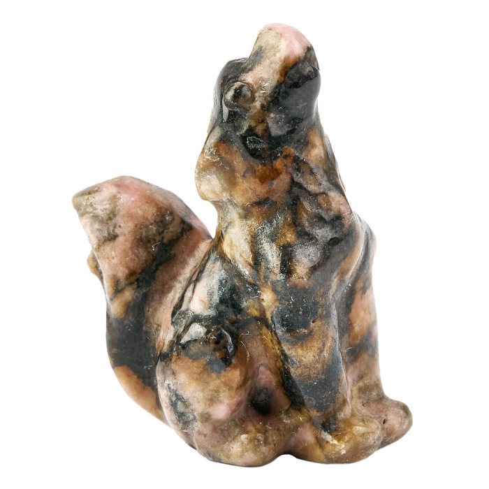 Rhodonite Wolf Carving (1pc)