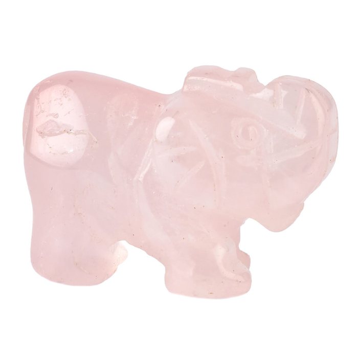 Rose Quartz Elephant Carving (1pc)