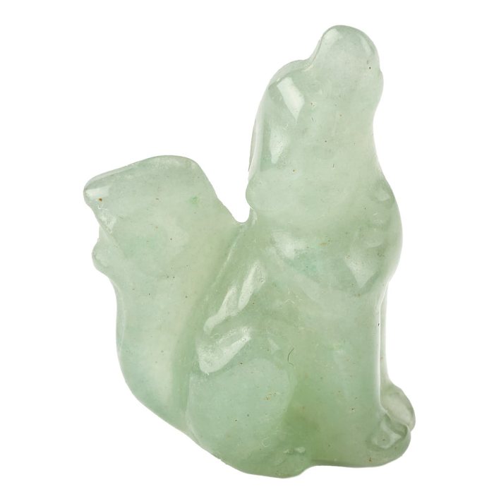 Green Aventurine Wolf Carving (1pc)