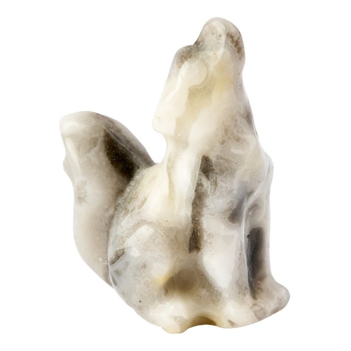 Crazy Lace Agate Wolf Carving (1pc)