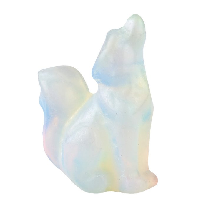Opalite Wolf Carving (1pc)