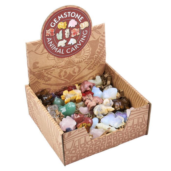Assorted Mini Gemstone Animal Carvings (30pcs)