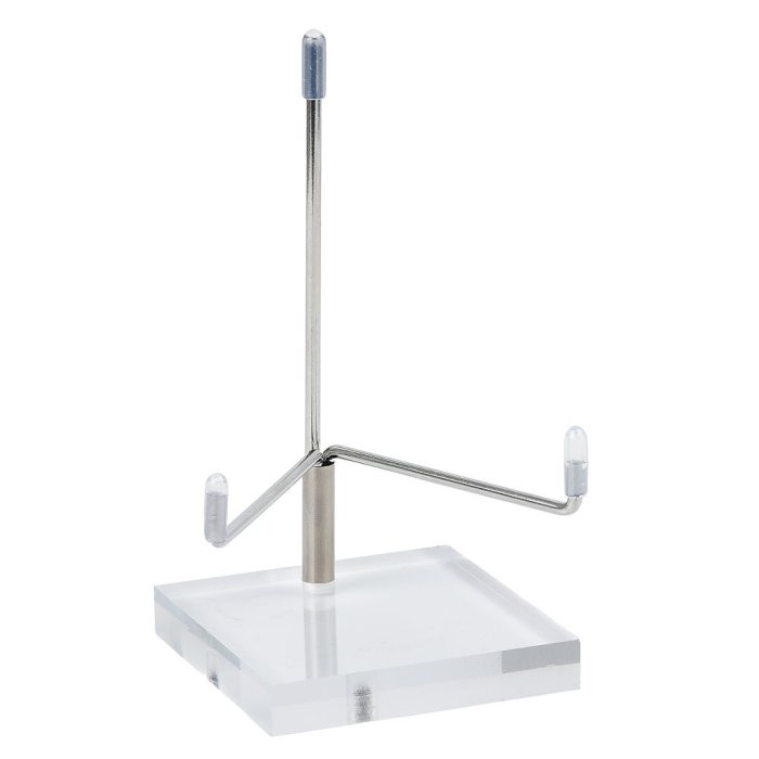 Mineral Stand with 6cm Clear Base and Silver Metal (1pc) NFD