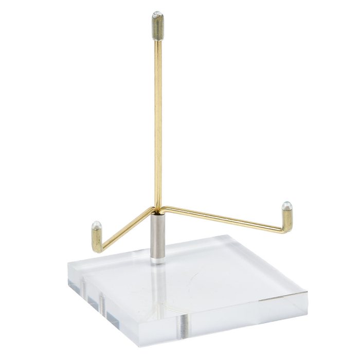 Mineral Stand with 7cm Clear Base and Gold Metal (1pc) NFD