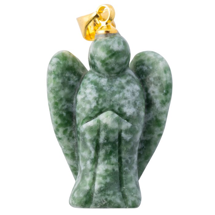 Snake Dragon Jade Pendant, Gold Plated Bail 20mm (1pc)