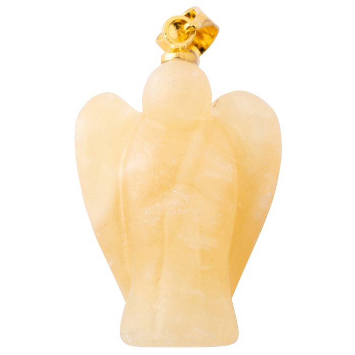 Yellow Calcite Angel Pendant, Gold Plated Bail 20mm (1pc) 