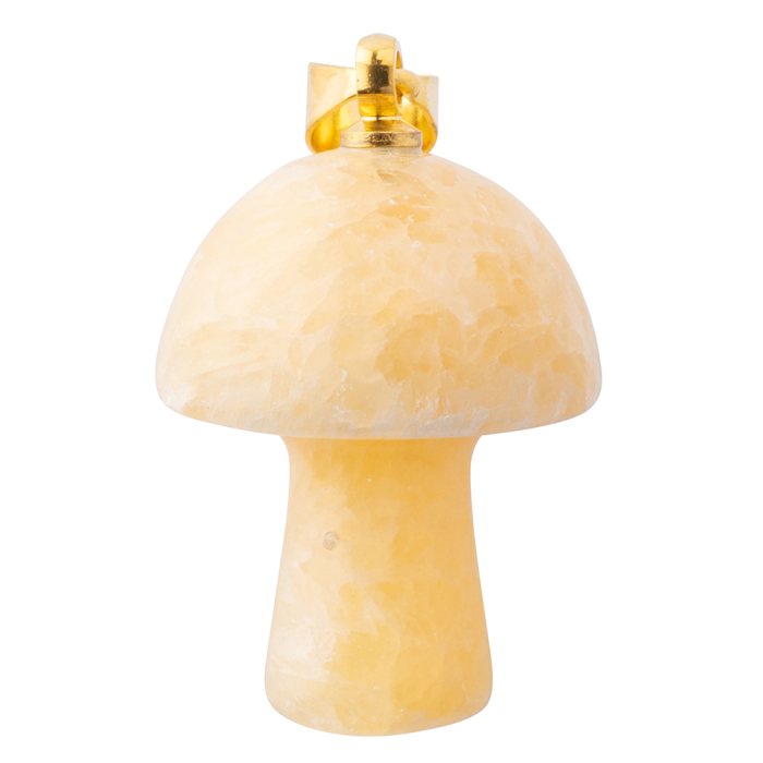Calcite Yellow Mushroom Pendant 20mm, Gold Plated Bail (1pc) 