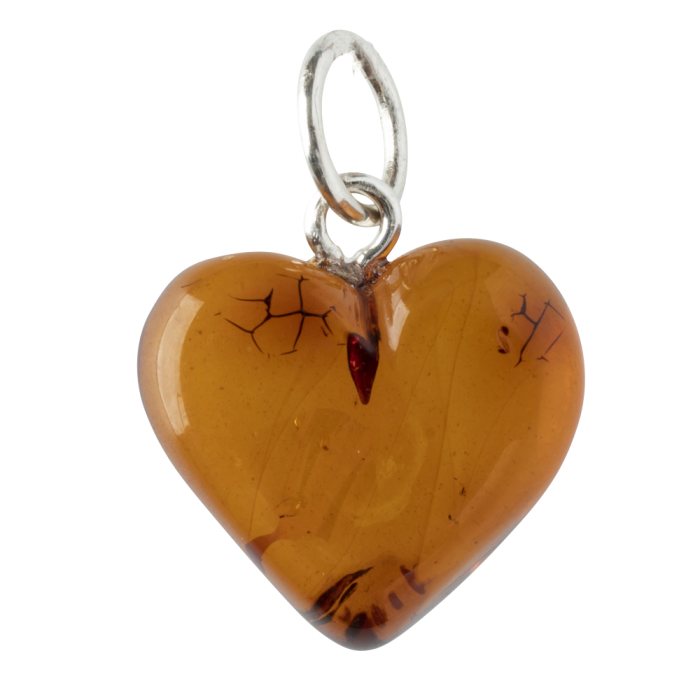 Honey Amber Heart Pendant 10-15mm, Lithuania (1pc) NETT
