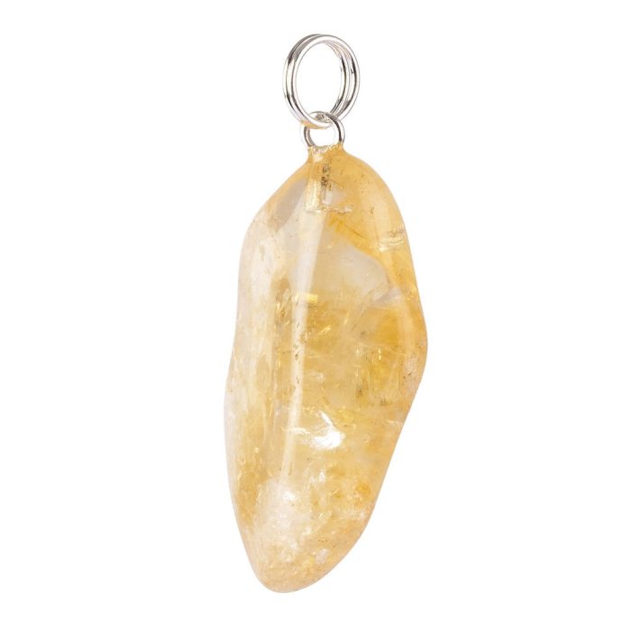Citrine Tumblestone Pendant with Silver Plated Split Ring (1pc)