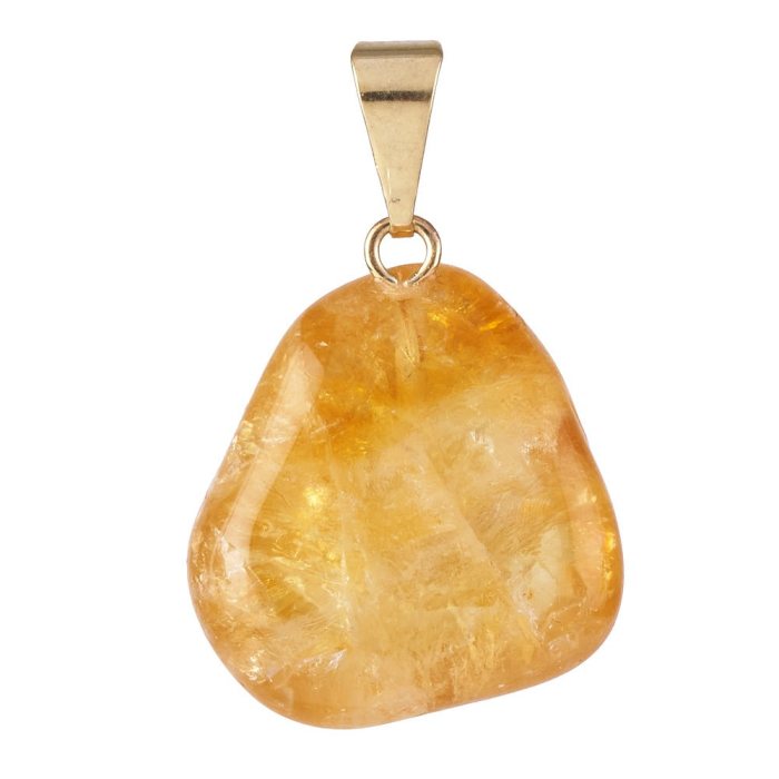 Citrine Tumblestone Pendant with Gold Plated Bail (1pc)